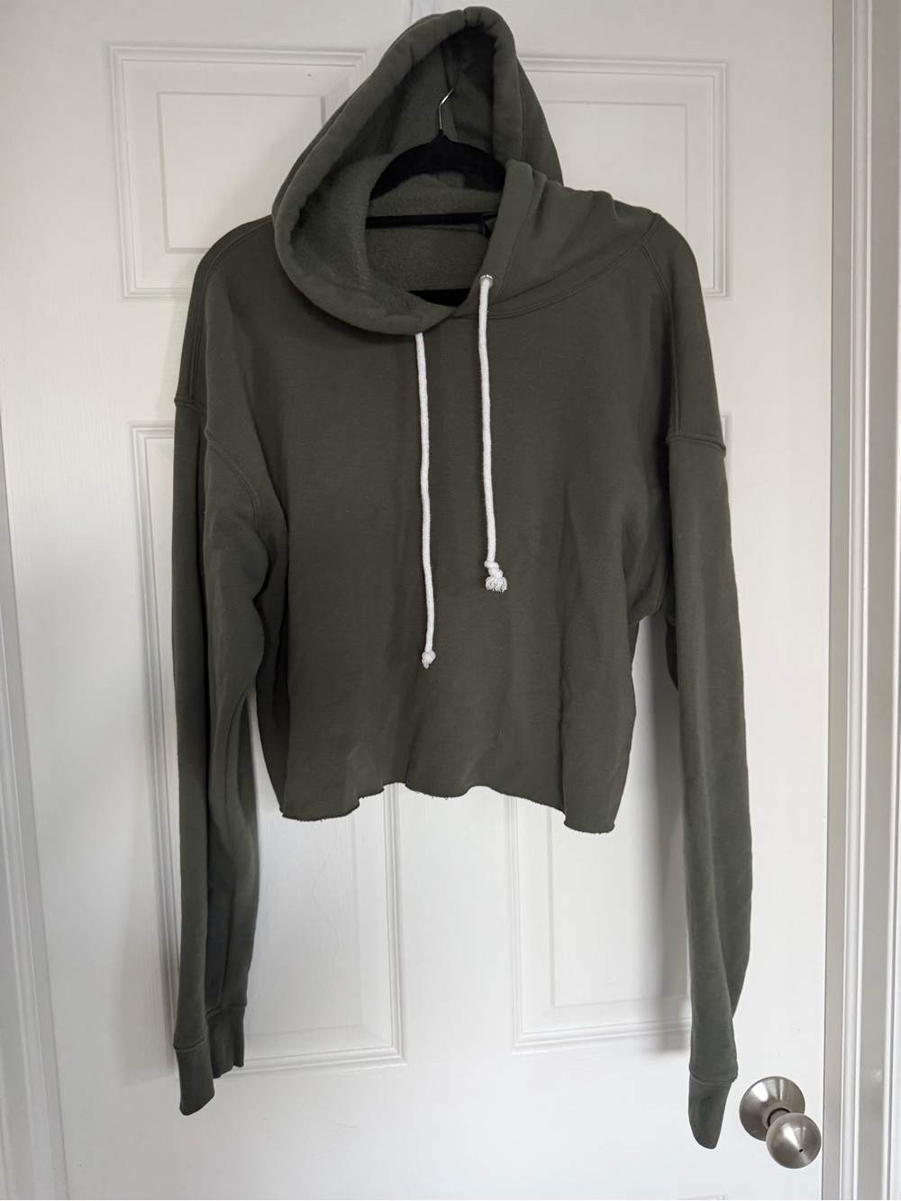 wild fable Olive Cropped Drawstring Hoodie